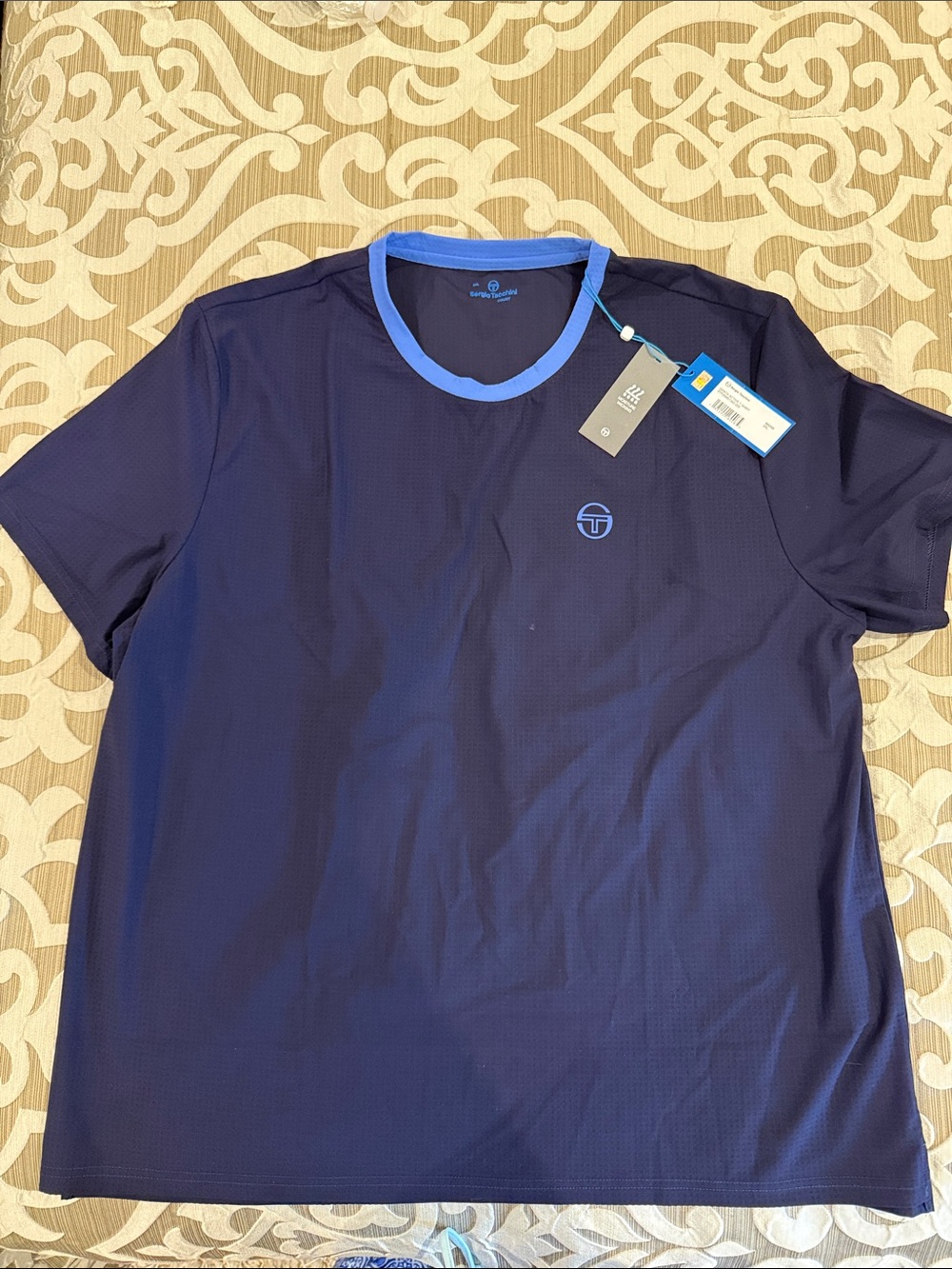 Sergio Tacchini Navy Tee with Light Blue Trim